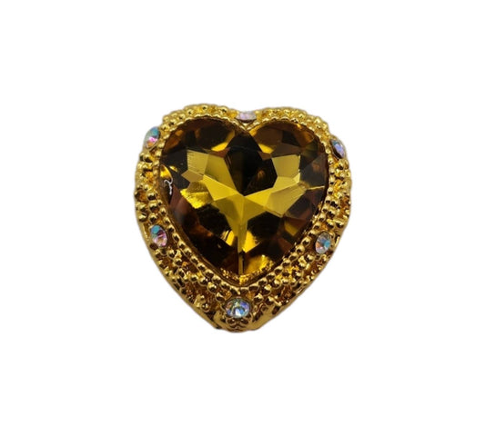 Heart Yellow Gold Gemstone Bead