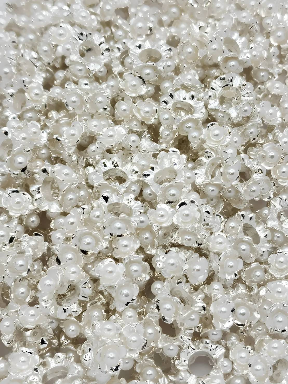 White Pearl Large Hole (Rhinestone Spacers)