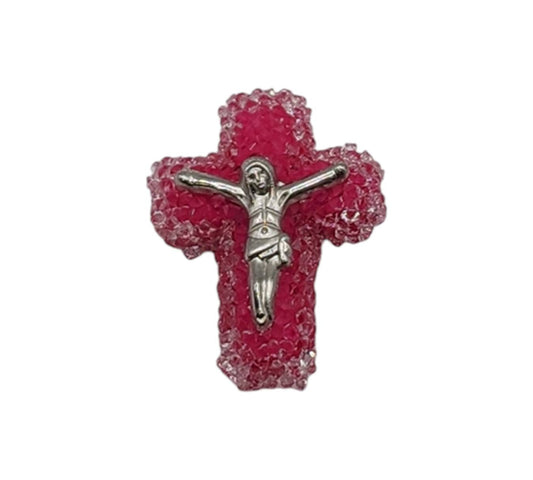 Dark Pink Sugar Crucifix Beads