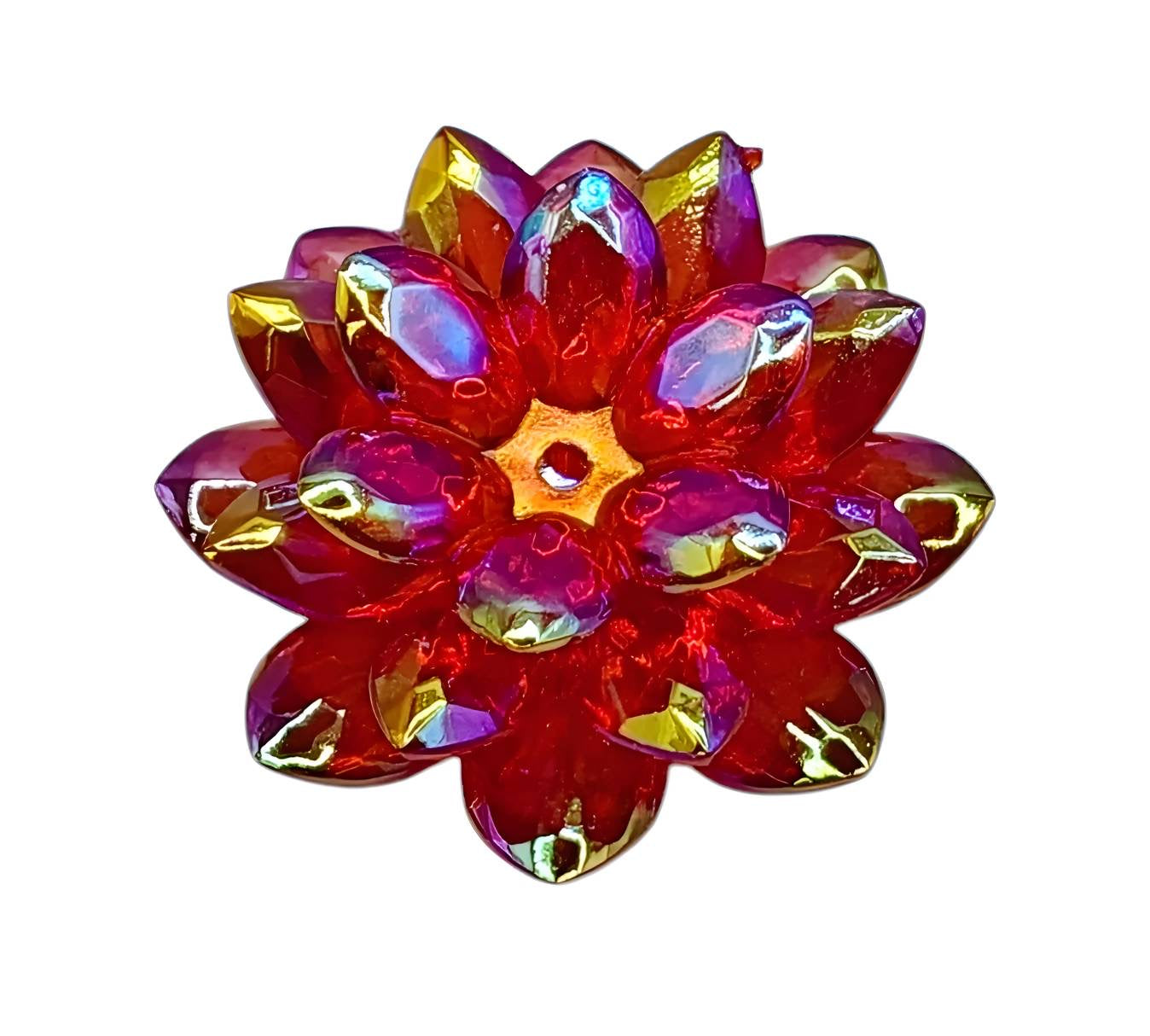 Red Acrylic Flower Beads