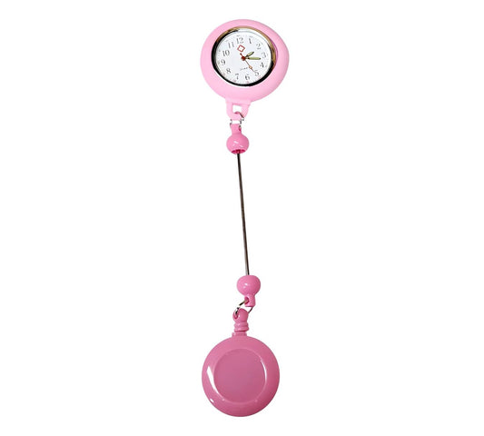 Beadable Clock Pink Badge Reel