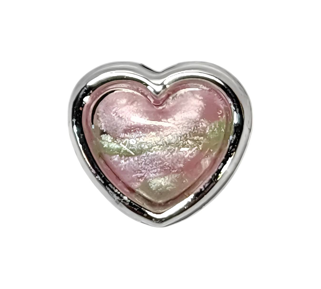 Pink & Green Marble Heart Pearl Beads