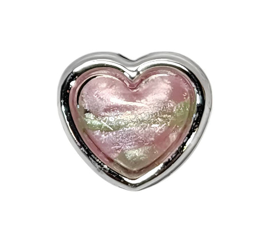 Pink & Green Marble Heart Pearl Beads