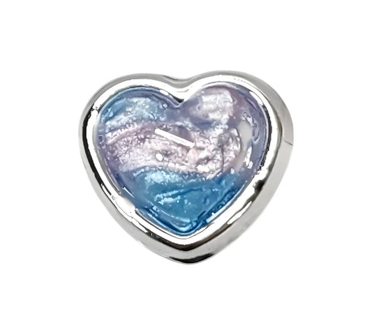 Pink & Blue Marble Heart Pearl Beads