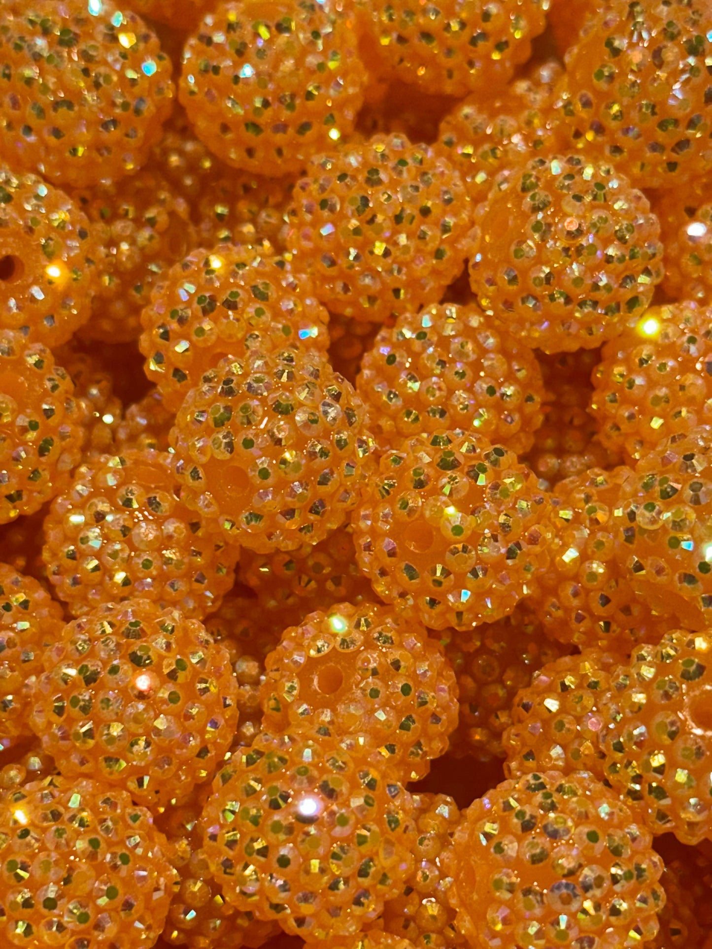 Orange 20mm Rhinestone Bubblegum Beads