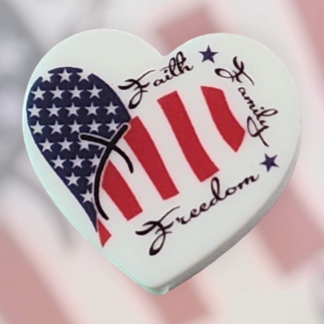 Faith Family Freedom (Heart Silicone Focal)