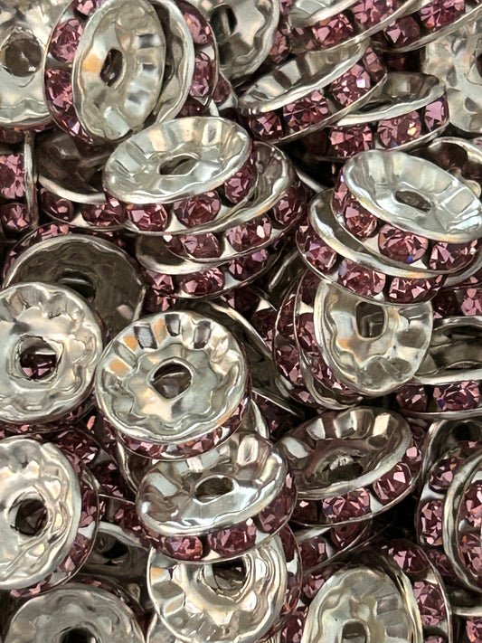 10mm Pink Rhinestone (Spacers)