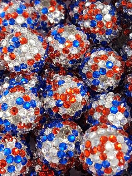 Red White Blue  **Rhinestone** (Bubblegum Beads)