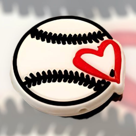 Baseball Heart Silicone Focal