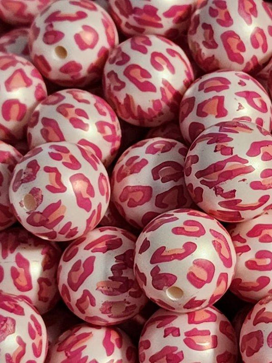 White/Pink Leopard (Bubblegum Beads) BG-13