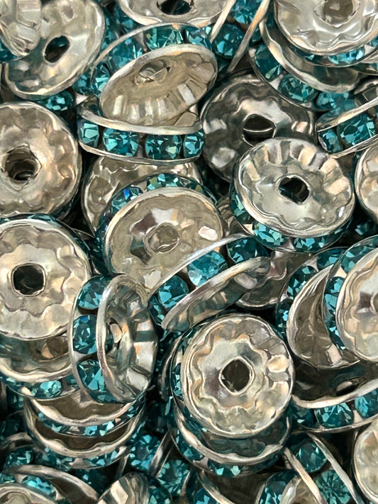 10mm Light Blue Rhinestone (Spacers)