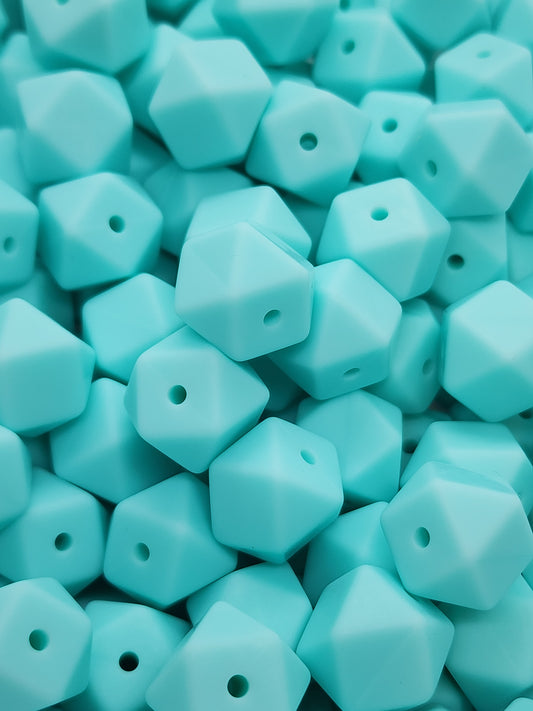 6. Blue Green Hexagon Silicone Beads