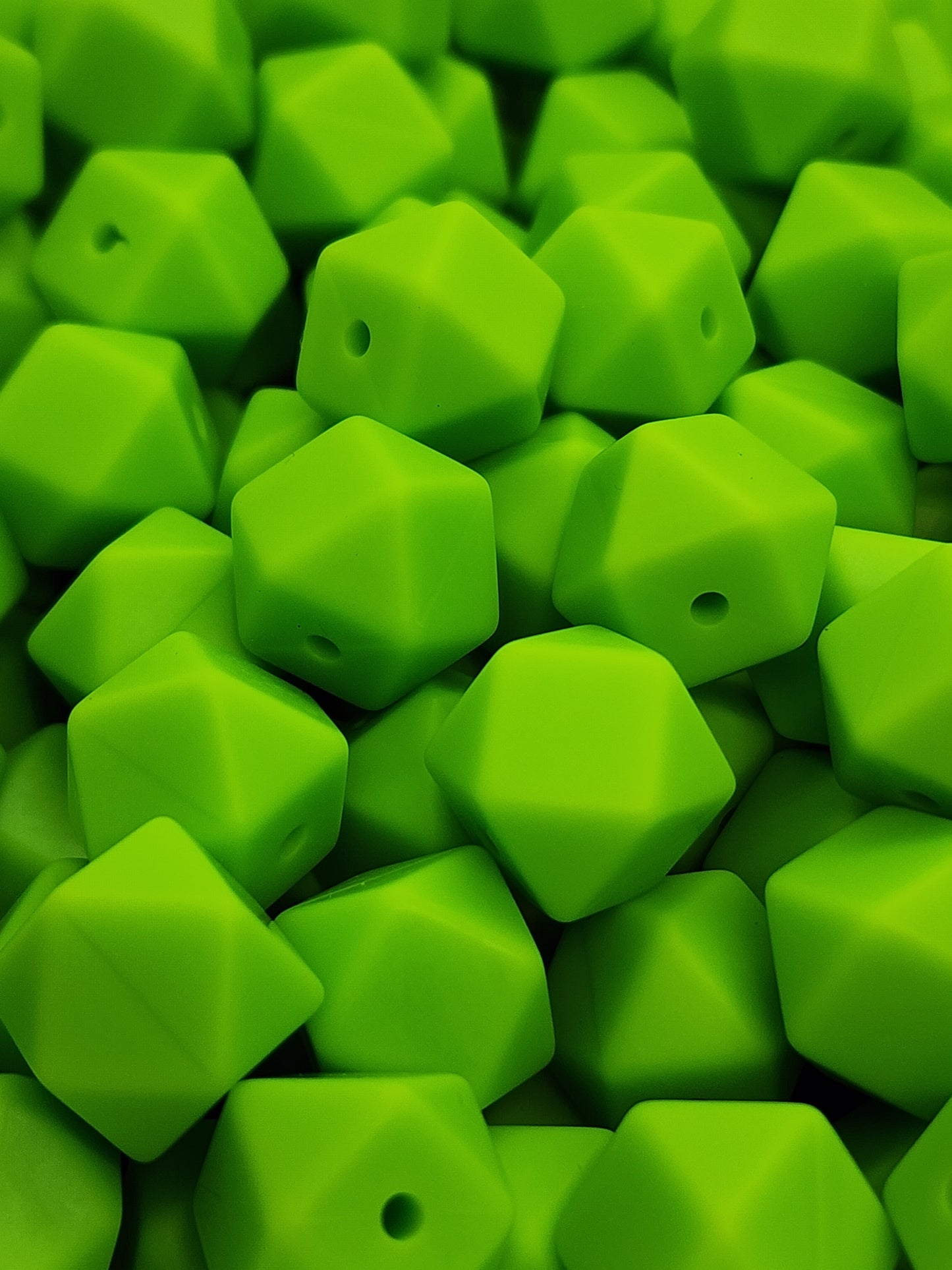 22. Fluorescent Green Hexagon Silicone Beads