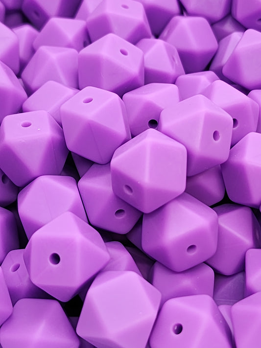 15. Purple Hexagon Silicone Beads