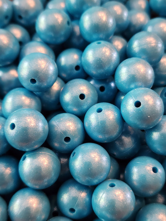 Blue Opal 15mm Silicone Beads