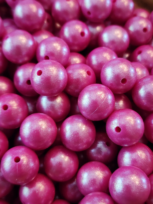 Dark Pink Opal 15mm Silicone Beads