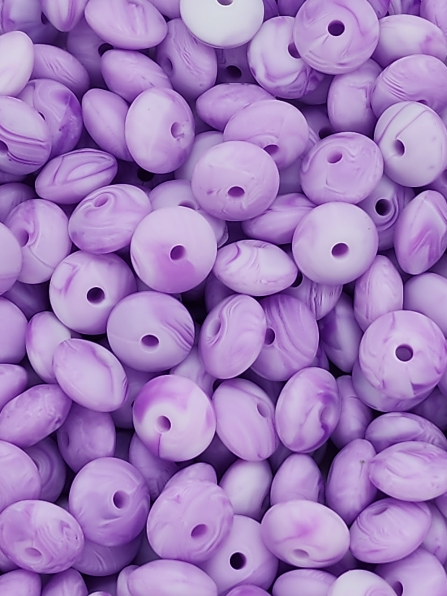 Lavender Swirl Silicone Lentil Beads