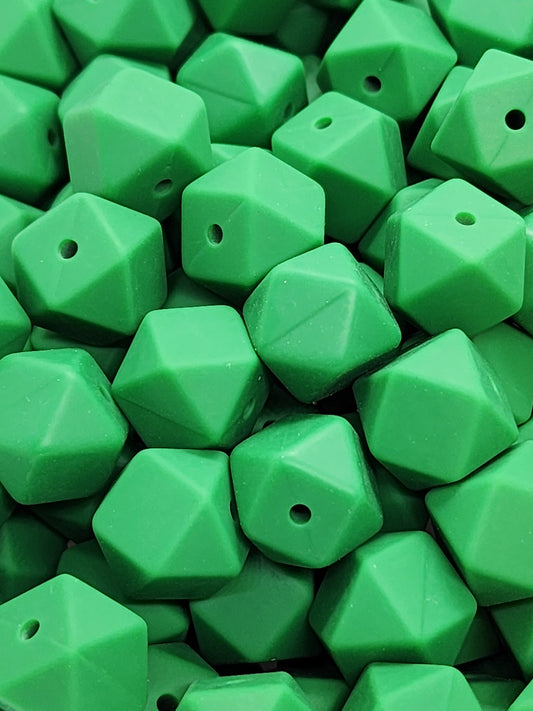 10. Green Hexagon Silicone Beads