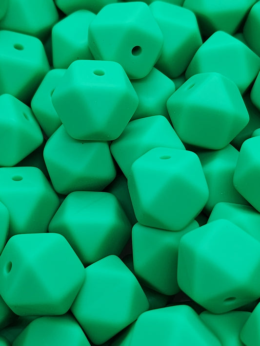 5. Emerald Green Hexagon Silicone Beads
