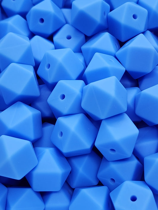8. Blue Hexagon Silicone Beads