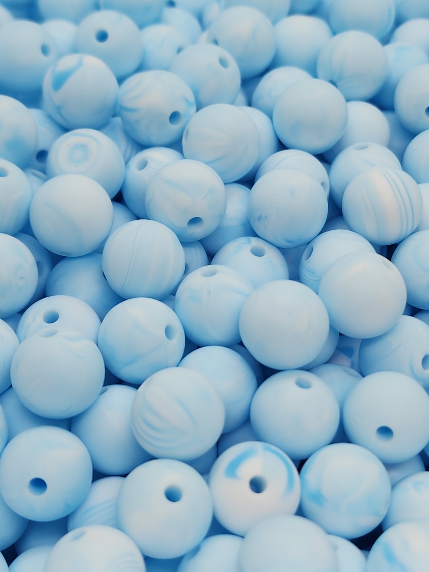 28. Marble Blue 12mm Silicone Beads