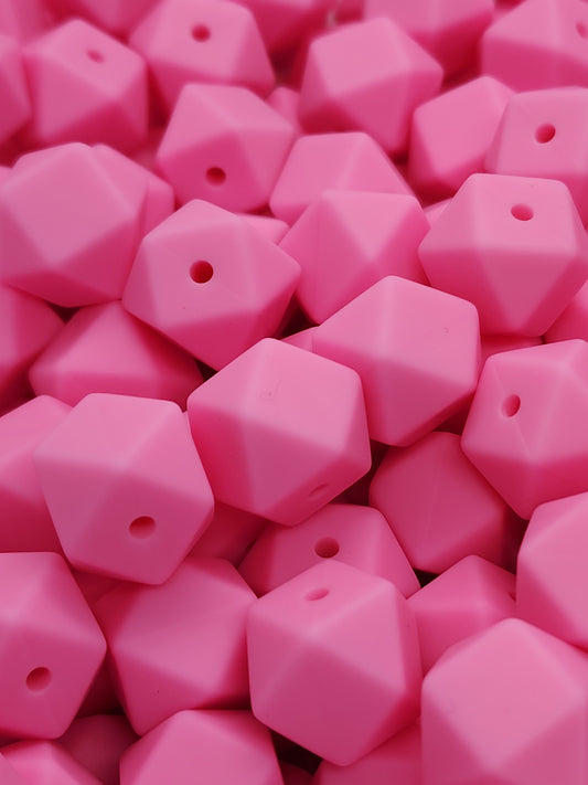 3. Pink Hexagon Silicone Beads
