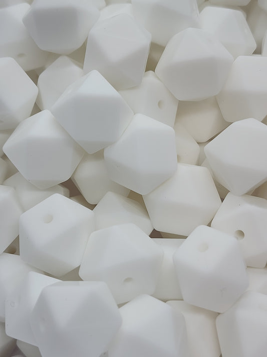 7. White Hexagon Silicone Beads