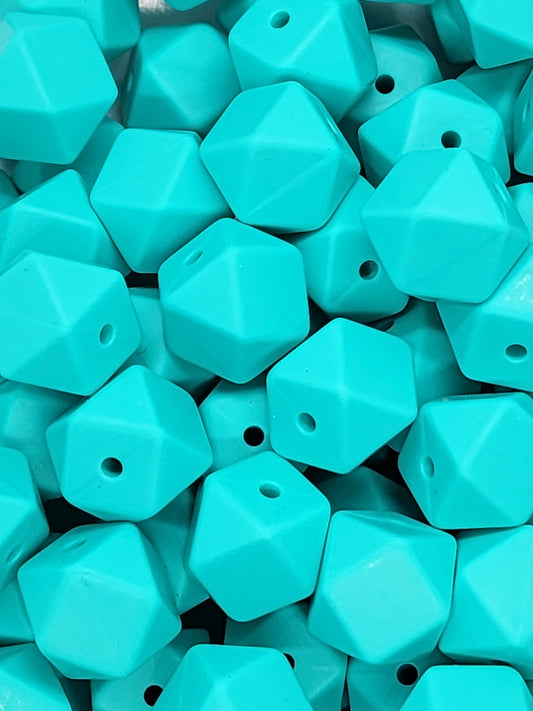 4. Turquoise Hexagon Silicone Beads