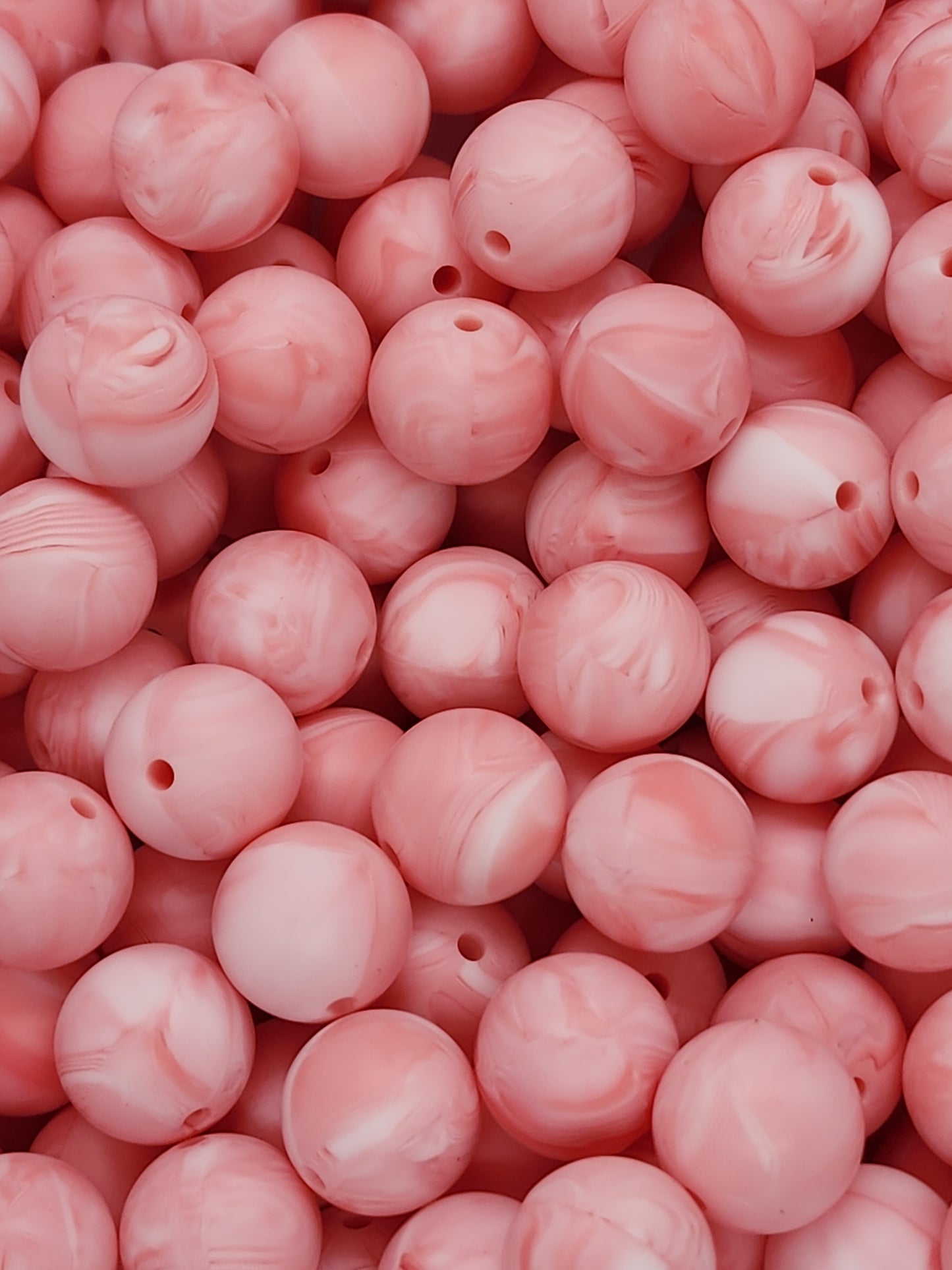 26. Marble Pink 15mm Silicone Beads