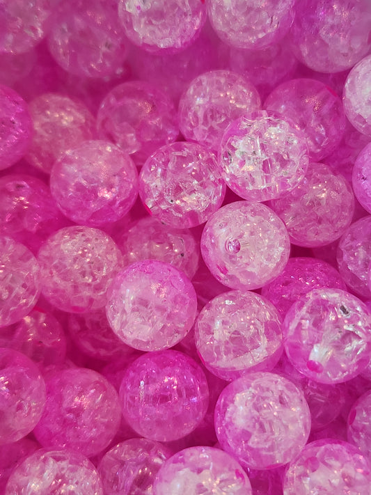 Two Tone Pink Crackle *12mm* (Bubblegum Beads)