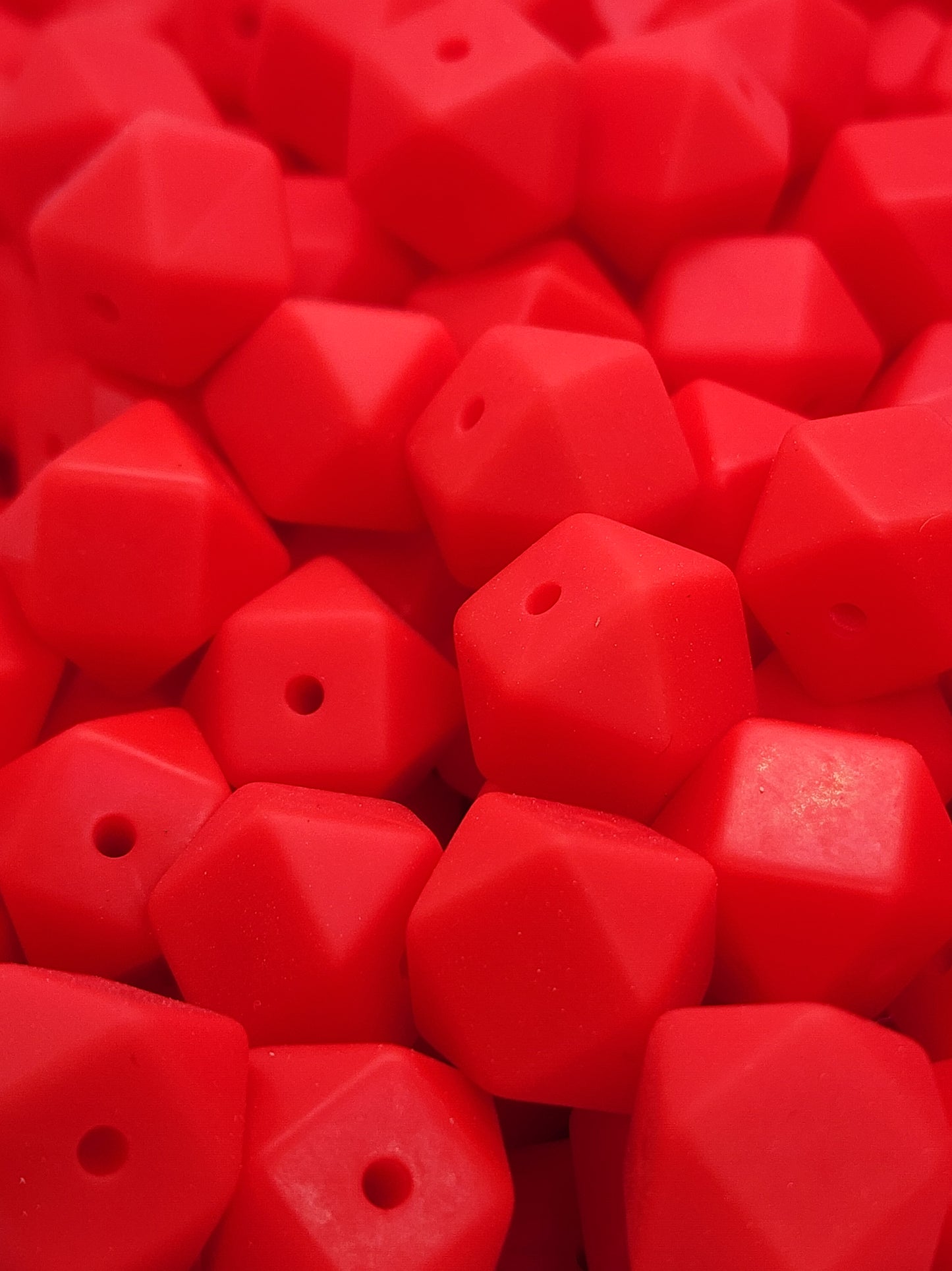 19. Red Hexagon Silicone Beads