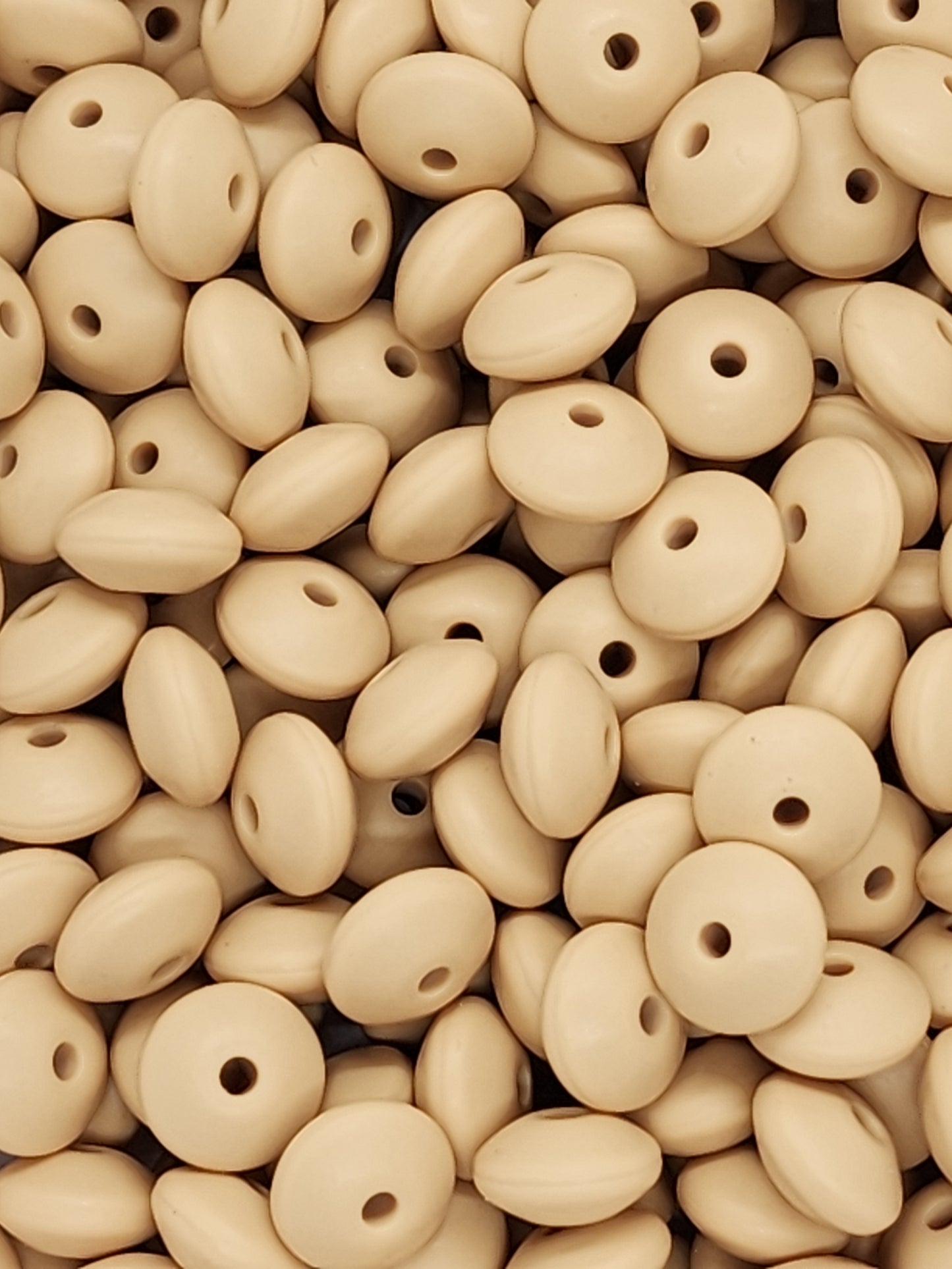 Sandstone Beige Silicone Lentil Beads