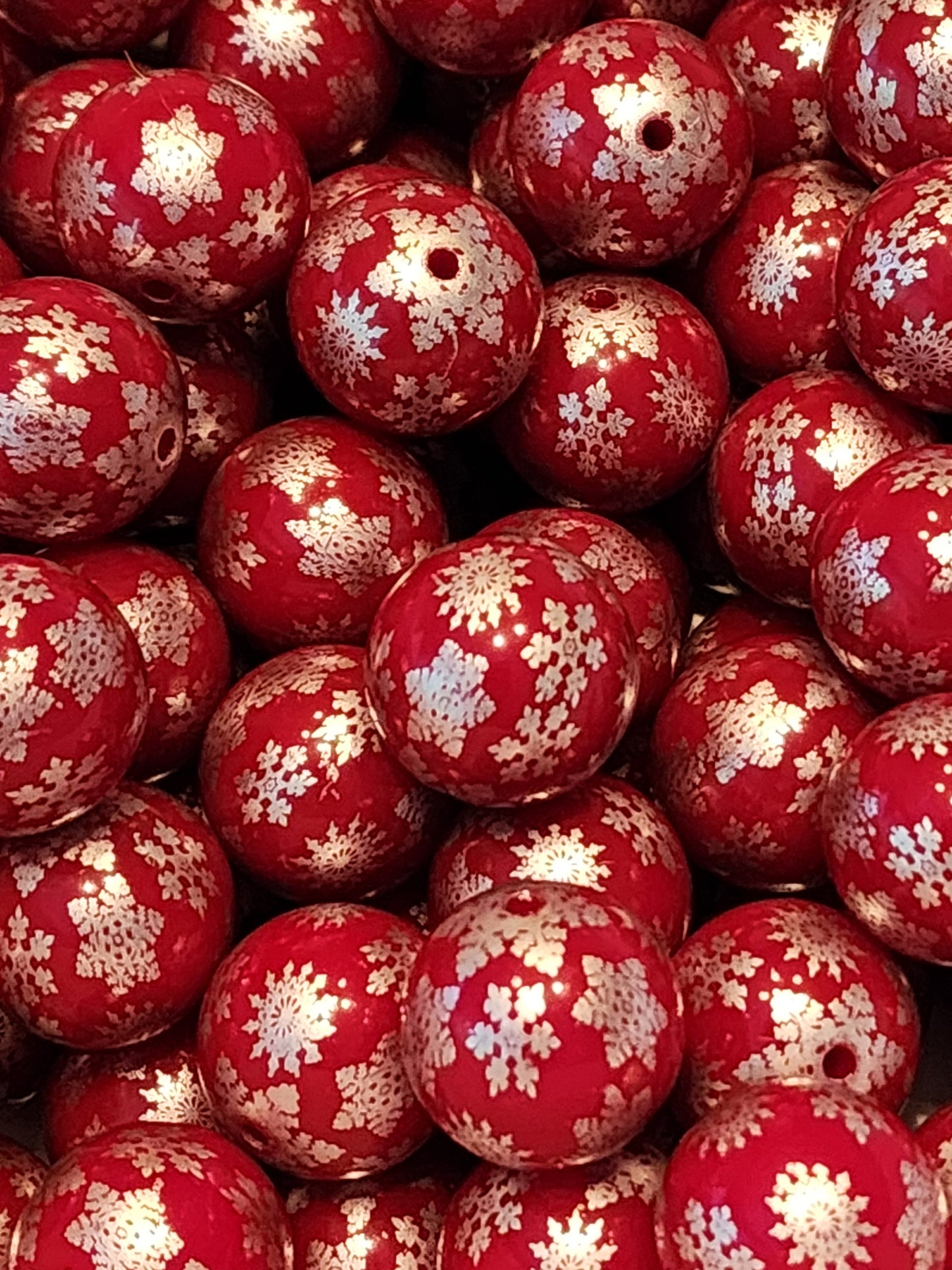 Red “Silver” Snowflake (Bubblegum Beads)