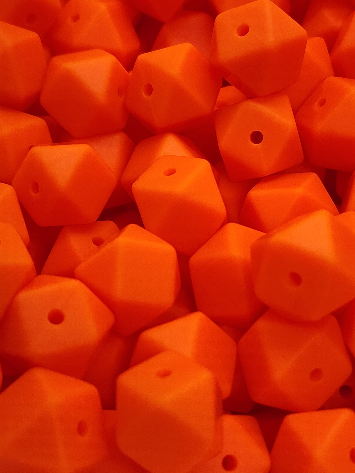 16. Orange Hexagon Silicone Beads