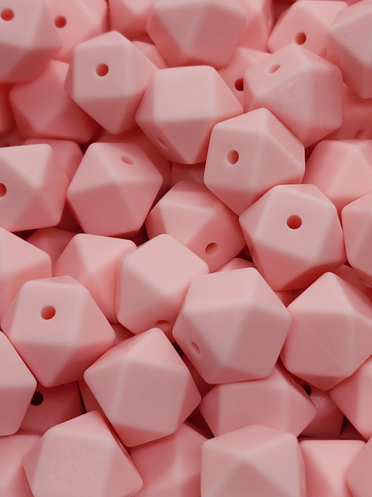 11. Light Pink Hexagon Silicone Beads