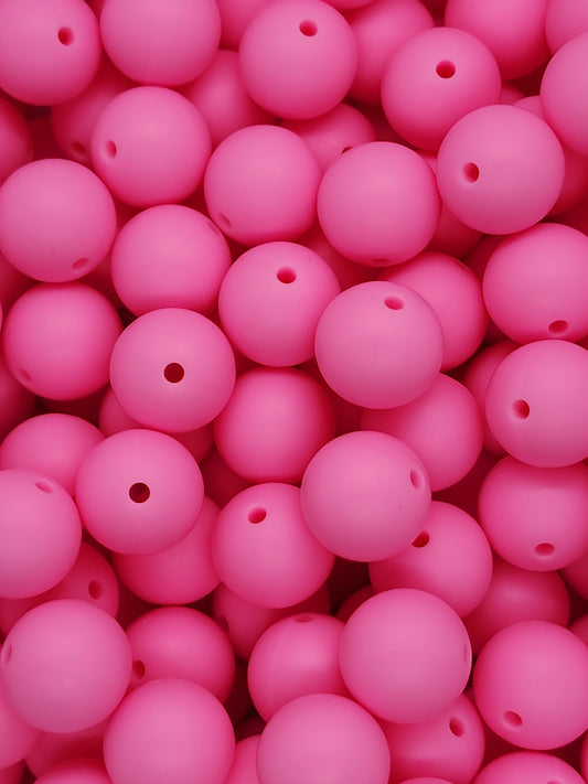 3. Pink 15mm Silicone Beads