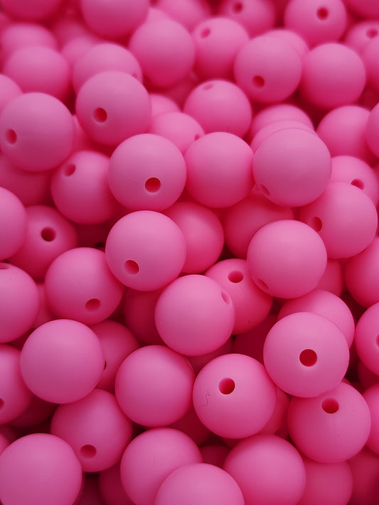 3. Pink 12mm Silicone Beads