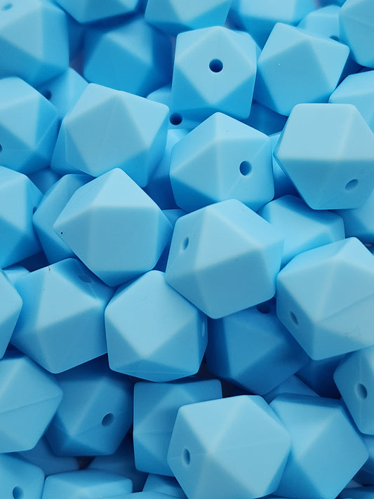 9. Lake Blue Hexagon Silicone Beads