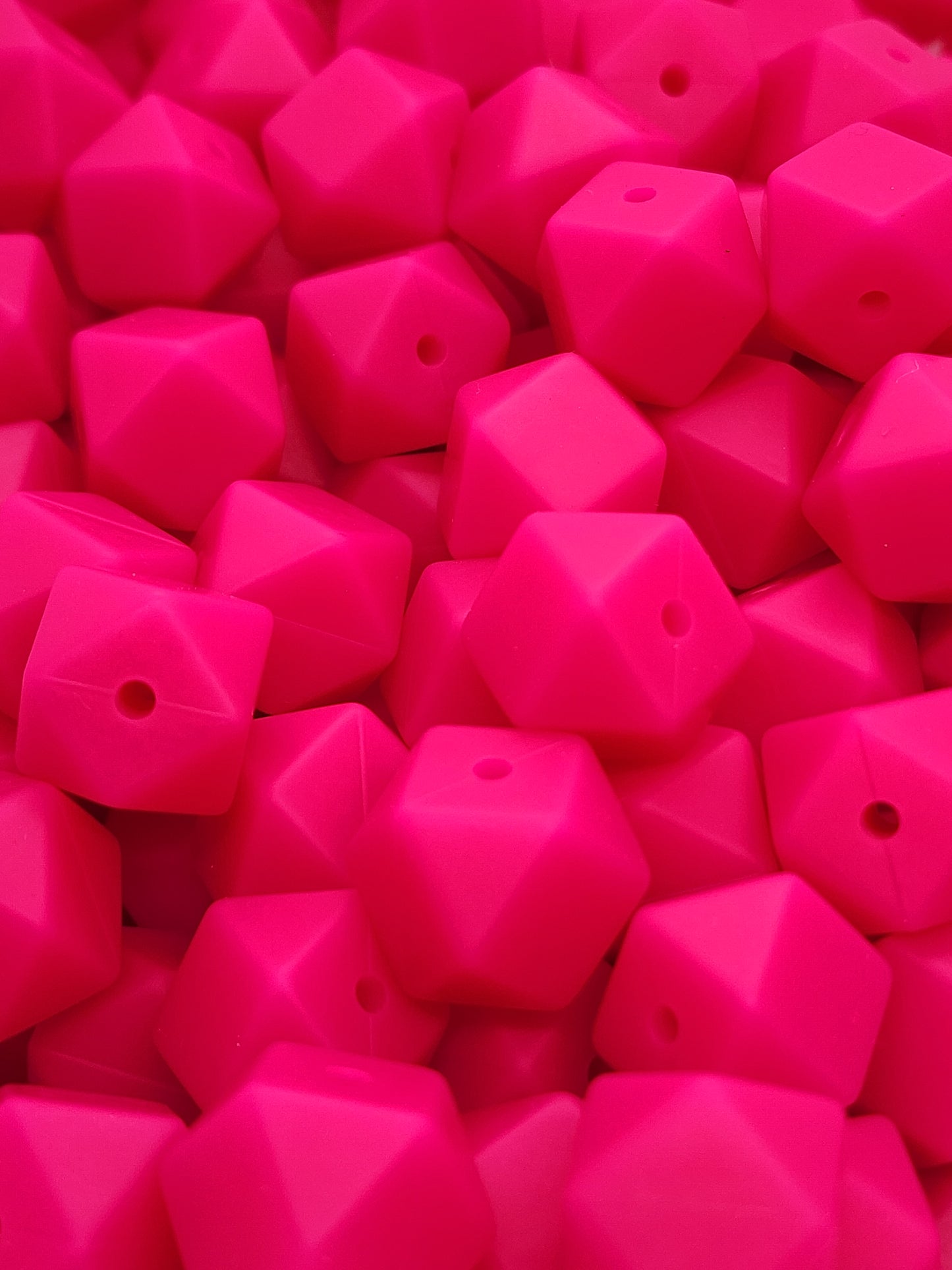 24. Hot Pink Hexagon Silicone Beads