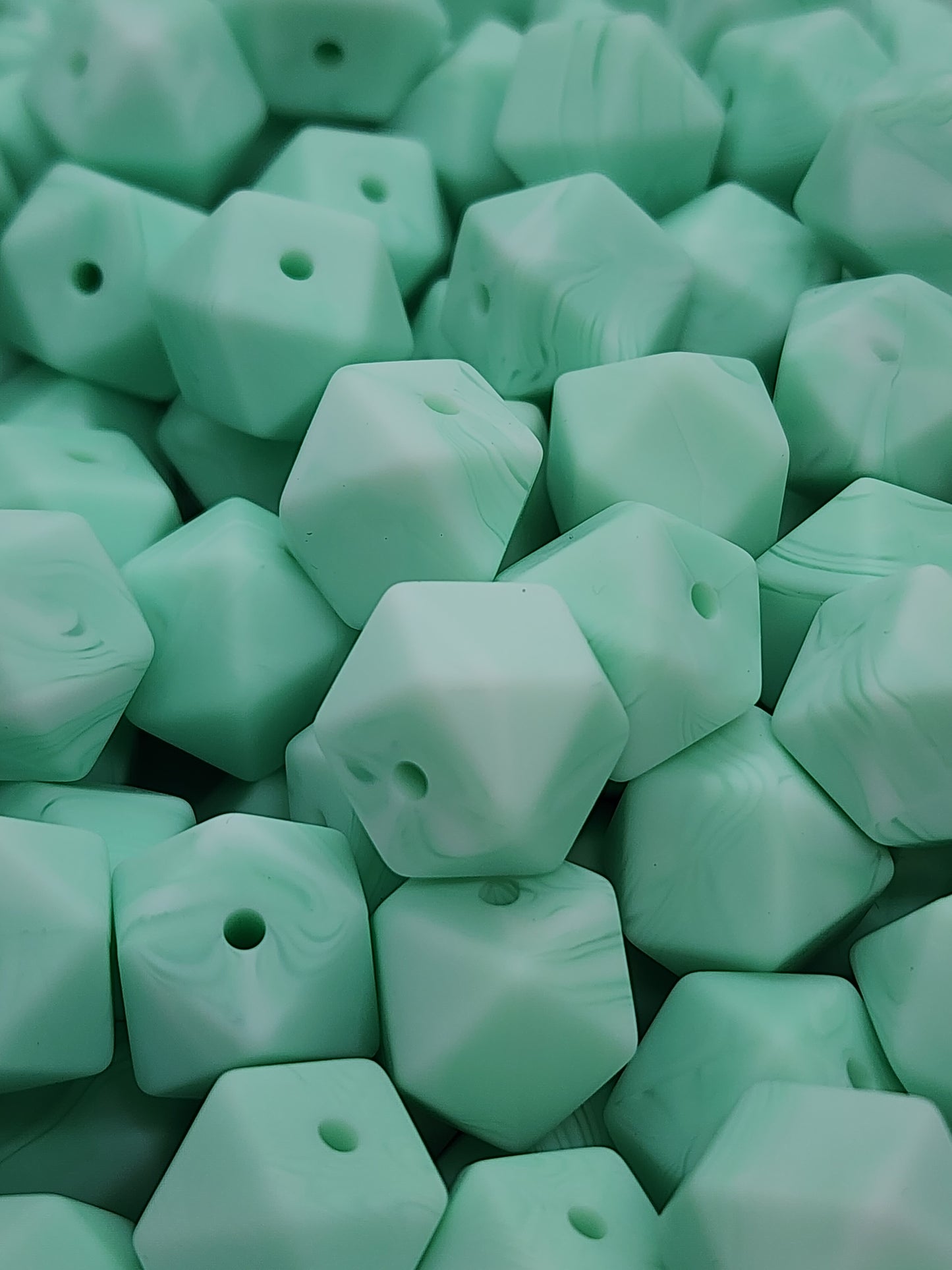 28. Marble Mint Hexagon Silicone Beads