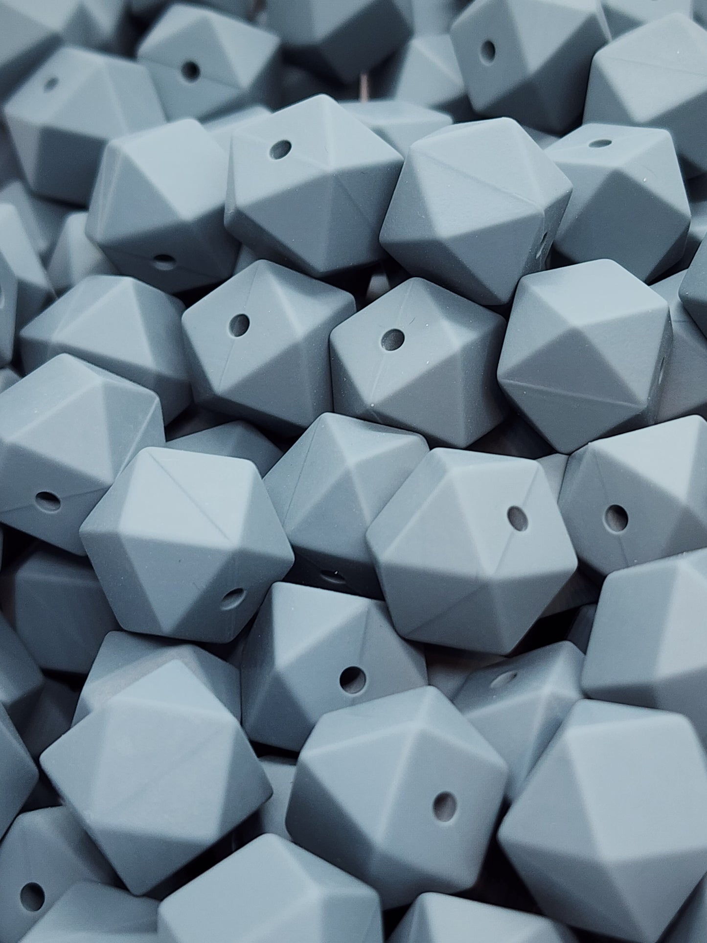 18. Dark Grey Hexagon Silicone Beads